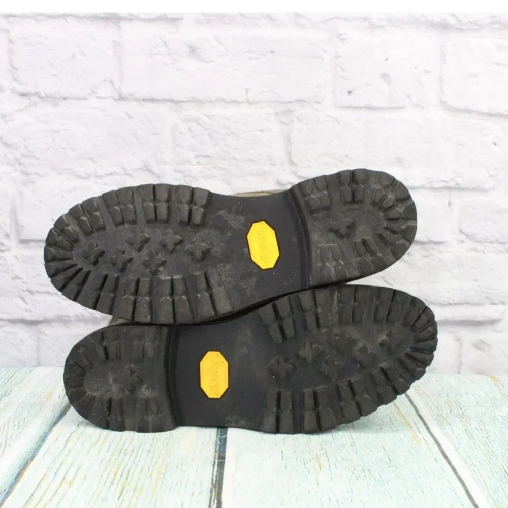 LL Bean Brown Leather Lace Up Rugged Fleece Lined Ankle Winter Boots Size 8.5 - Picture 9 of 9